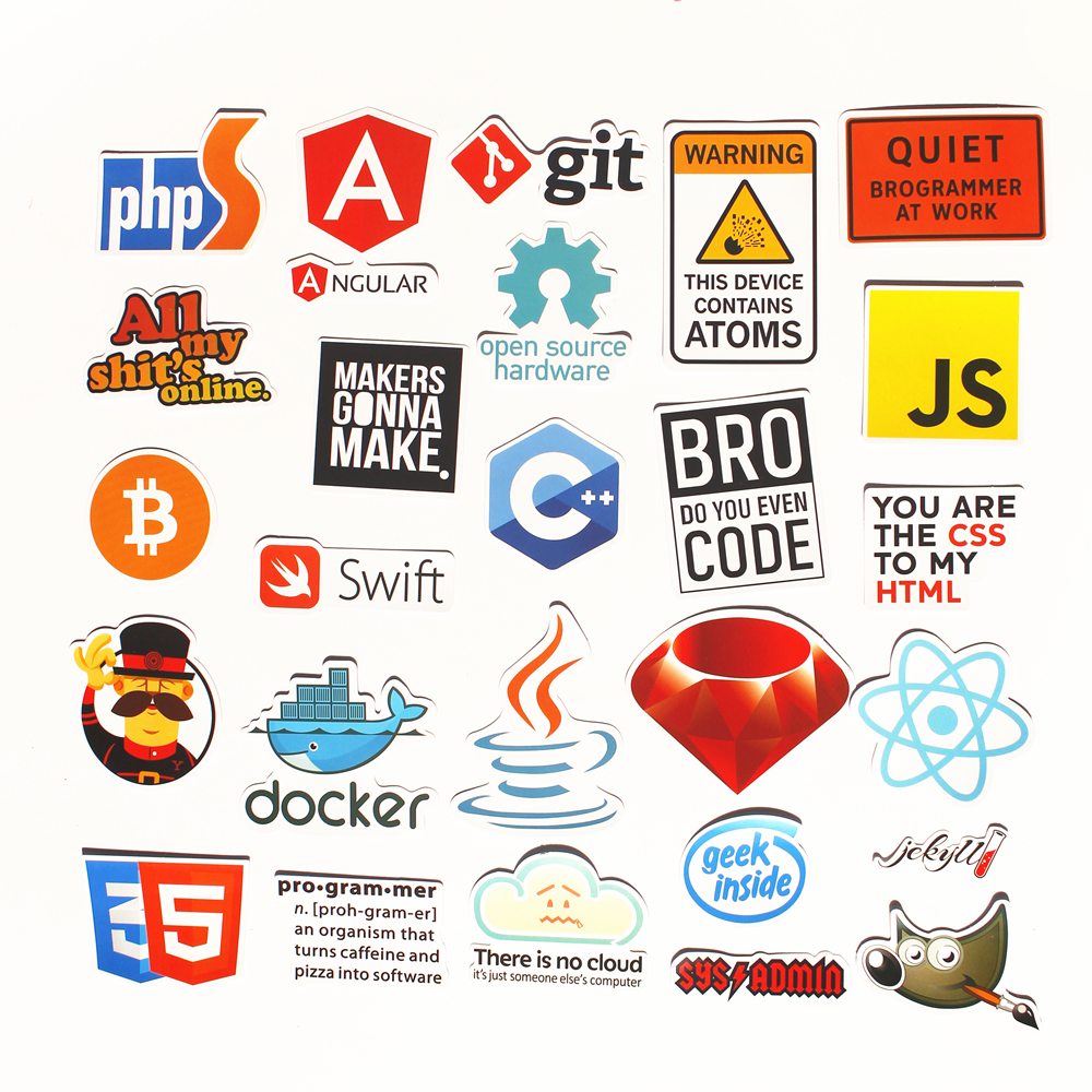 Autocollant de langage Internet Java Programmeur JS Docker Programme Cloud