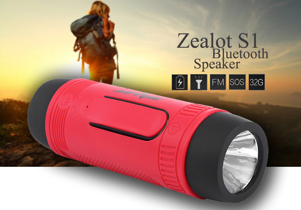 Zealot S1 Portable Rechargeable Bluetooth Power Bank Speaker with LED Light for Outdoor Sport Bicycle Mounting Bracket