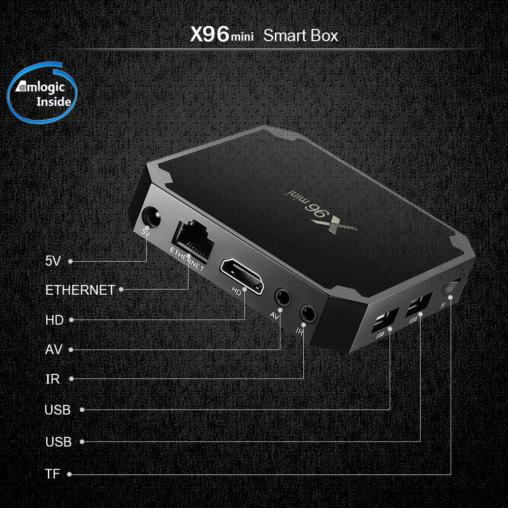 X96mini Android TV Box Digital Player S905W Support 2.4GHz WiFi 4K x 2K H.265 100M LAN