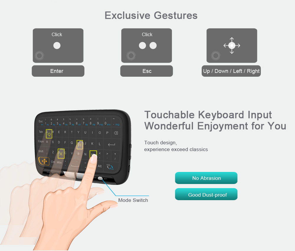 H18 2.4GHz Mini Wireless Keyboard Touchpad Mouse Combo