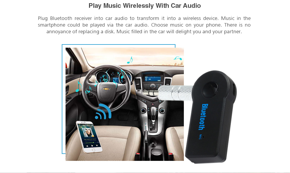 TS - BT35A08 Bluetooth 3.0 Car Audio Music Receiver with Handsfree Function Microphone