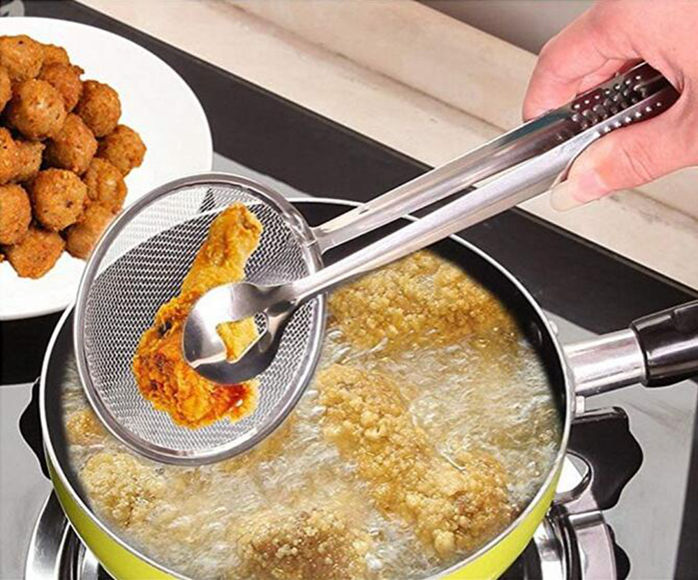 Multi-functional Filter Spoon With Clip Food Kitchen Oil-Frying Salad BBQ Filter