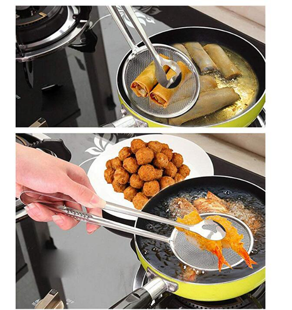 Multi-functional Filter Spoon With Clip Food Kitchen Oil-Frying Salad BBQ Filter