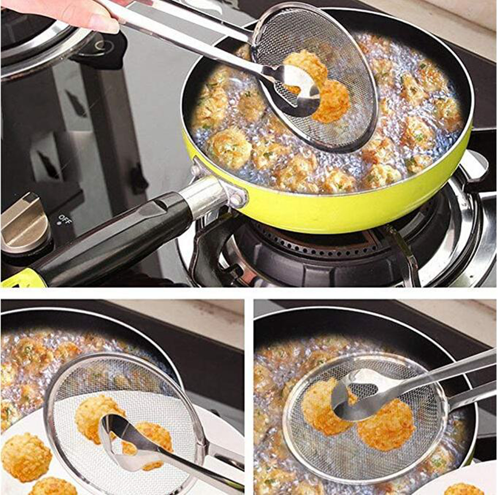 Multi-functional Filter Spoon With Clip Food Kitchen Oil-Frying Salad BBQ Filter