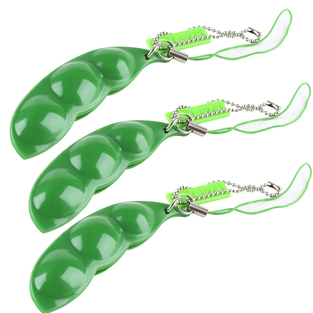 Soybean Pea Bean Key Chain Phone Charm Stress Relieve Funny Extrusion Key Chain