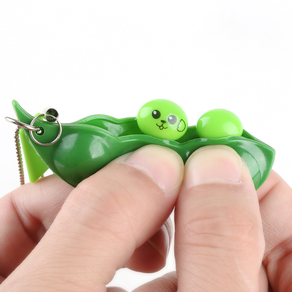 Soybean Pea Bean Key Chain Phone Charm Stress Relieve Funny Extrusion Key Chain