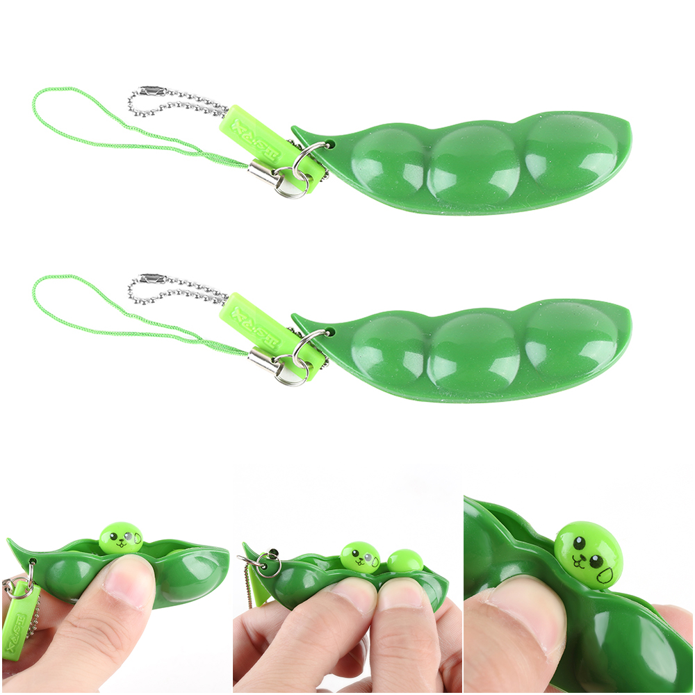 Soybean Pea Bean Key Chain Phone Charm Stress Relieve Funny Extrusion Key Chain