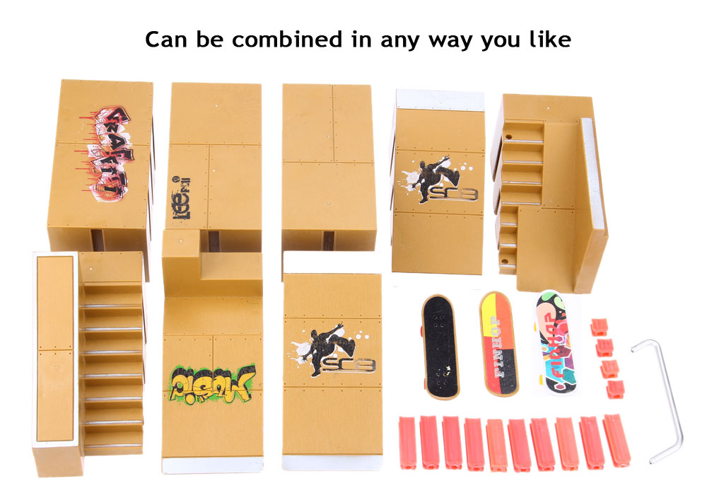 8pcs Skate Park Kit Ramp Parts for Tech Deck Fingerboard