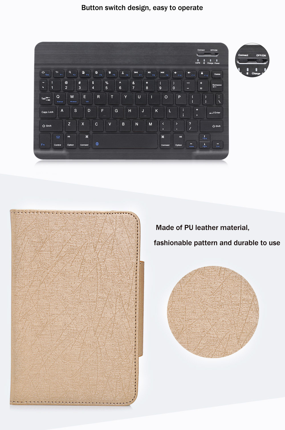3 in 1 Universal Bluetooth Keyboard Tablet Protective Case with Stander for iOS / Android / Windows 9 / 10 inch