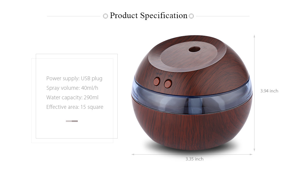 USB Essential Oil Diffuser Ultrasonic Humidifier with Blue LED Light