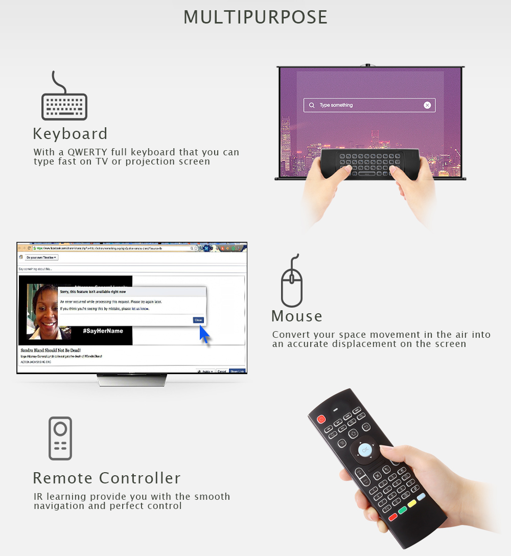 TZ MX3 2.4GHz Air Mouse with Backlight Wireless Keyboard Remote Controller