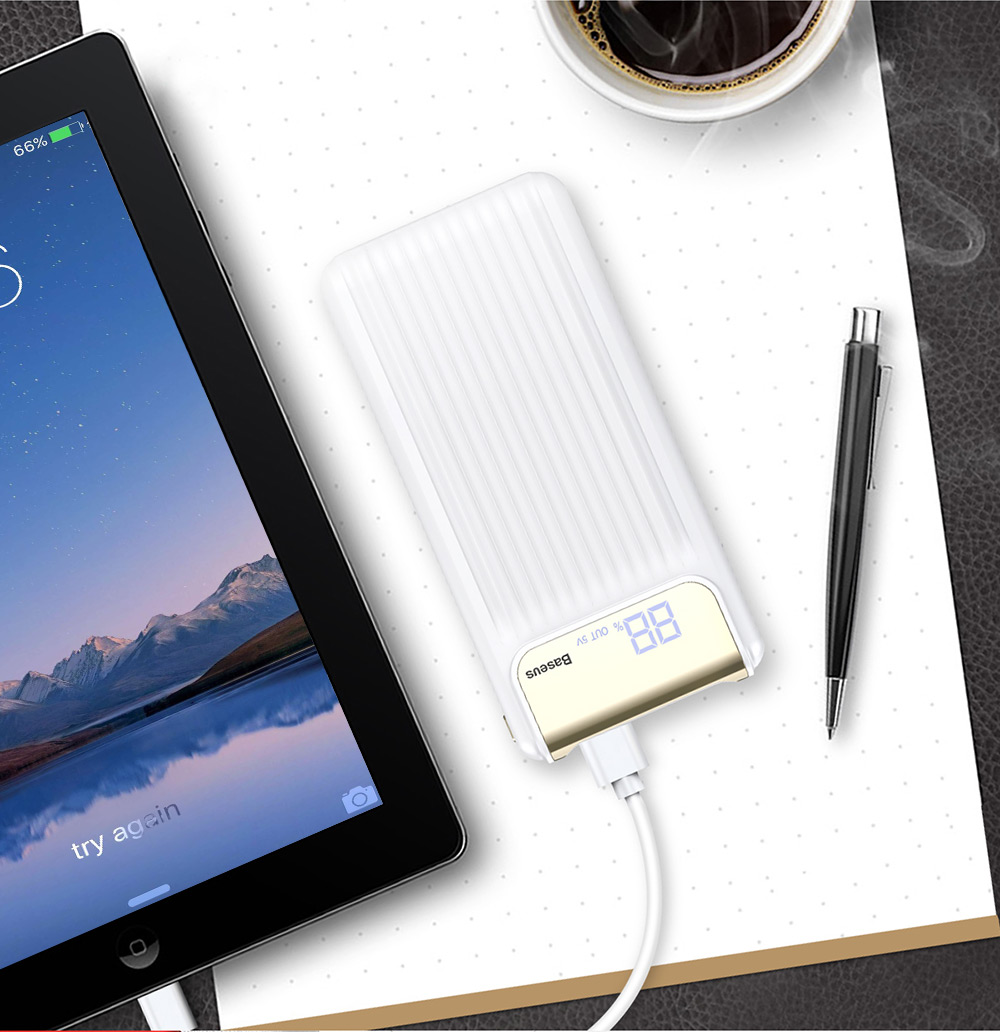 Baseus Thin Digital Display 10000mAh Power Bank QC 3.0 Dual USB Micro USB Type-C Input External Battery Charger Baseus Thin Digital Display 10000mAh Power Bank QC 3.0 Dual USB Micro USB Type-C Input External Battery Charger