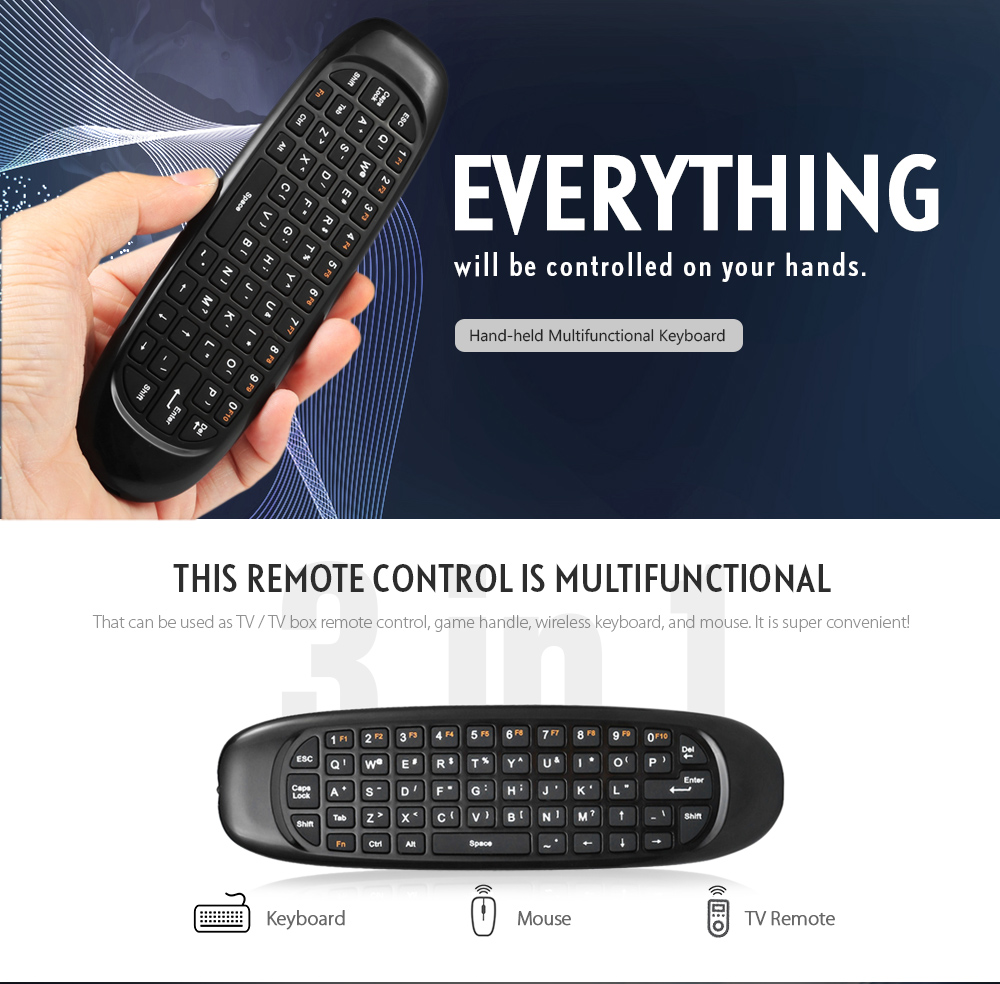 TK668 2.4GHz Wireless Air Mouse + Remote Controller + QWERTY Keyboard with LED Indicator