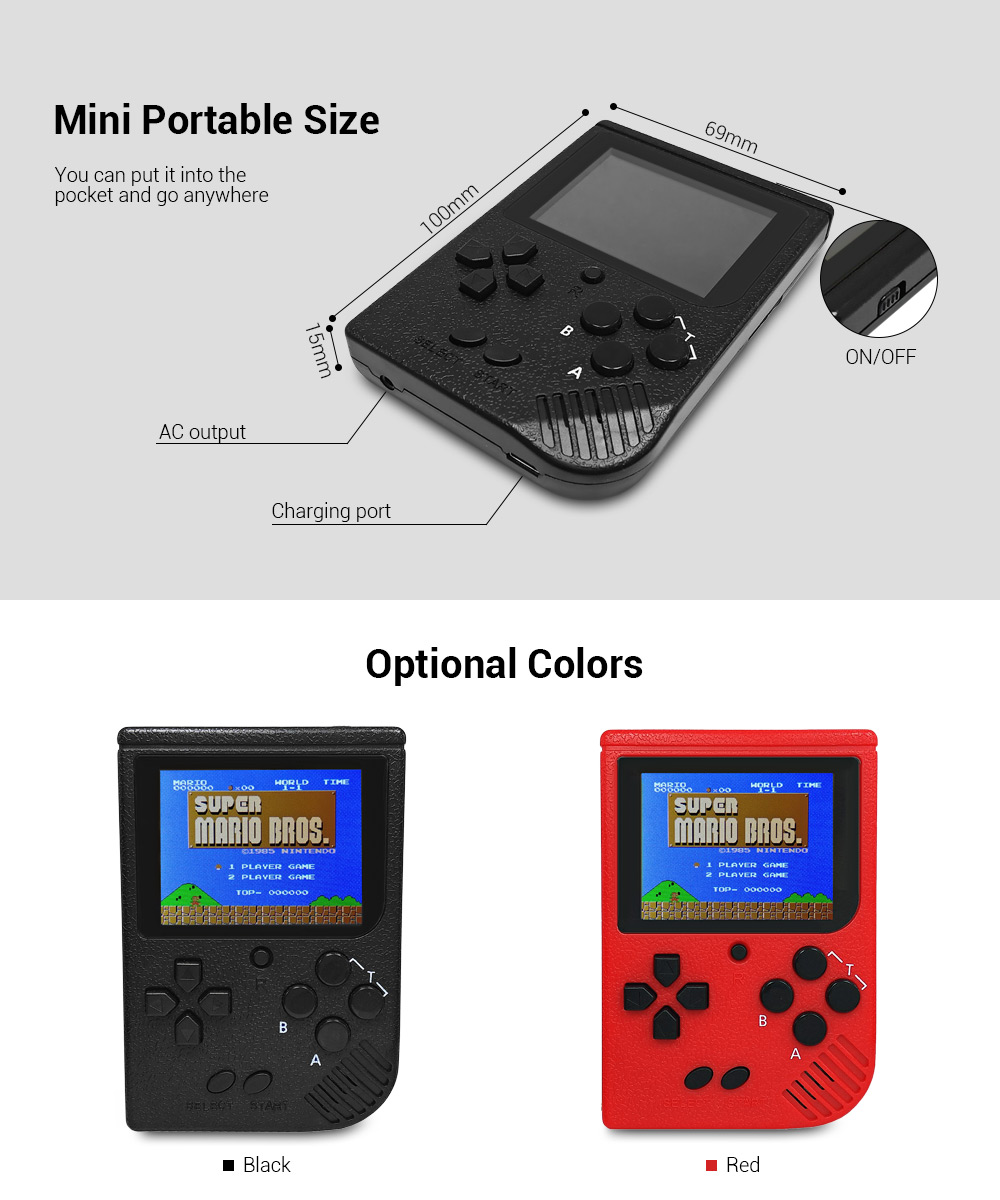 2.5 inch Handheld Classic Retro Built-in 188 FC Game Console for Children 