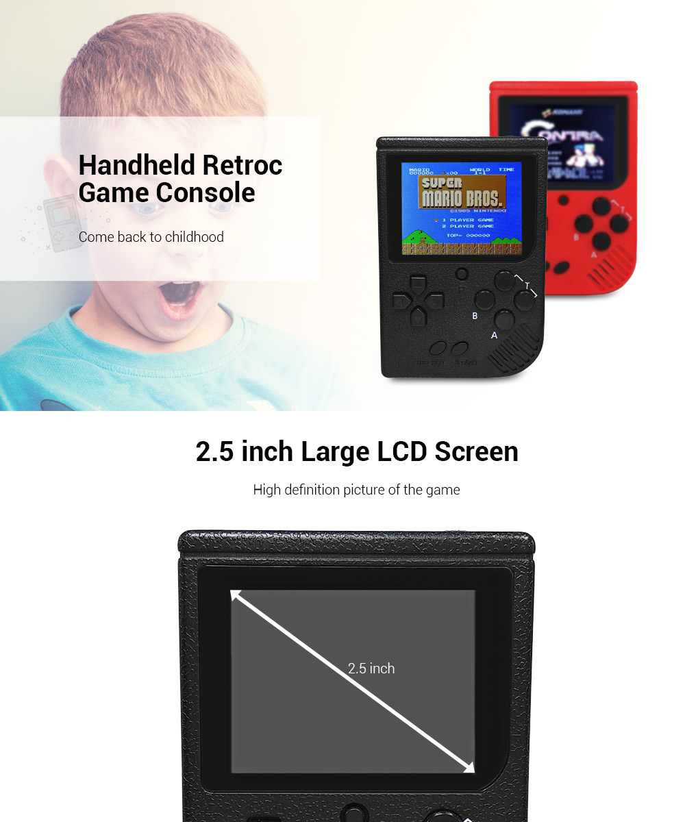 2.5 inch Handheld Classic Retro Built-in 188 FC Game Console for Children 