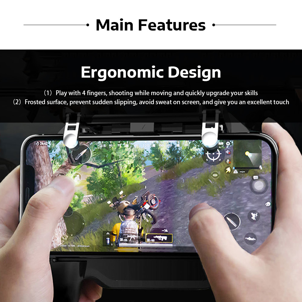 Mobile Game Controller Grip Extended Handle with Trigger Joystick for iOS / Android