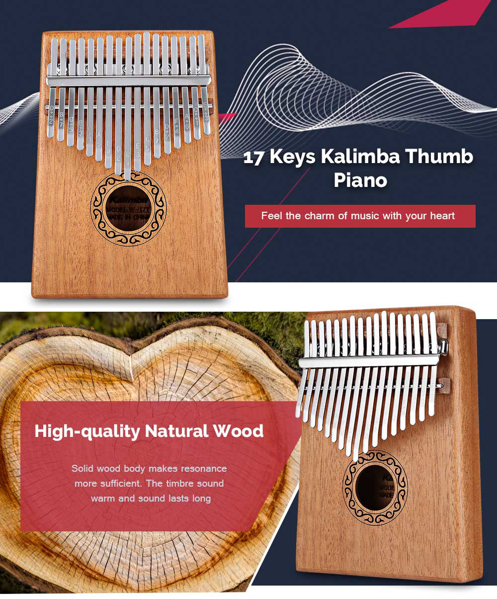 W - 17T 17 Keys Kalimba Thumb Piano Mahogany Body Musical Instrument