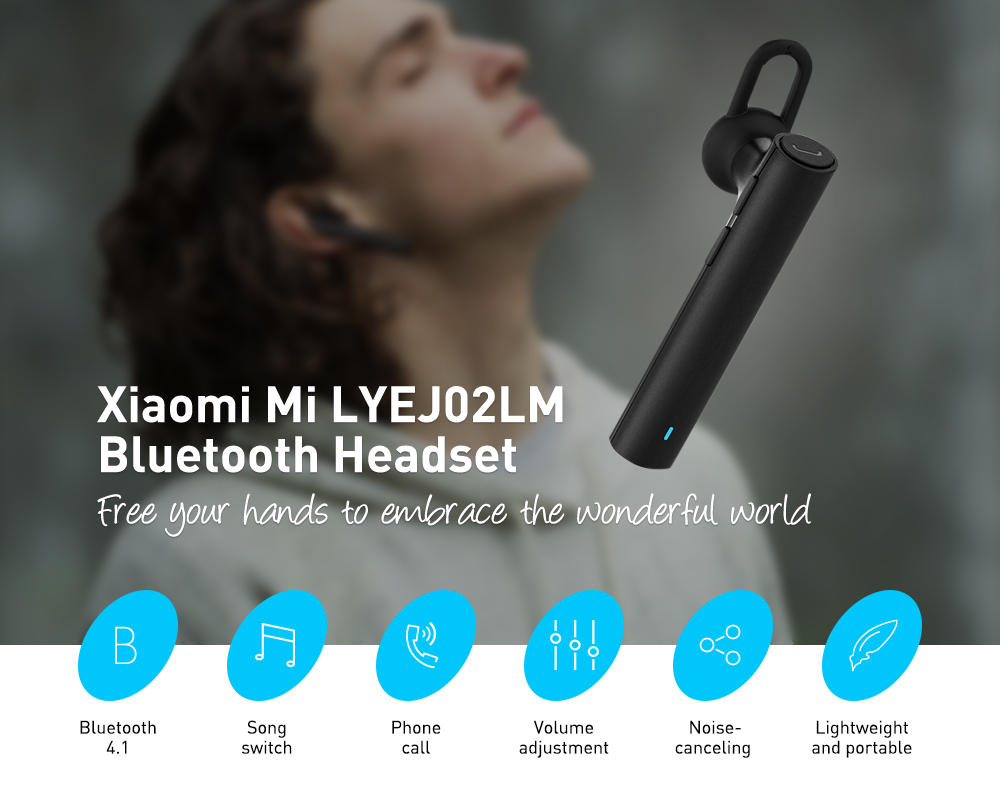 Original Xiaomi Mi LYEJ02LM Bluetooth Headset Built-in Mic Multifunctional On-cord Control