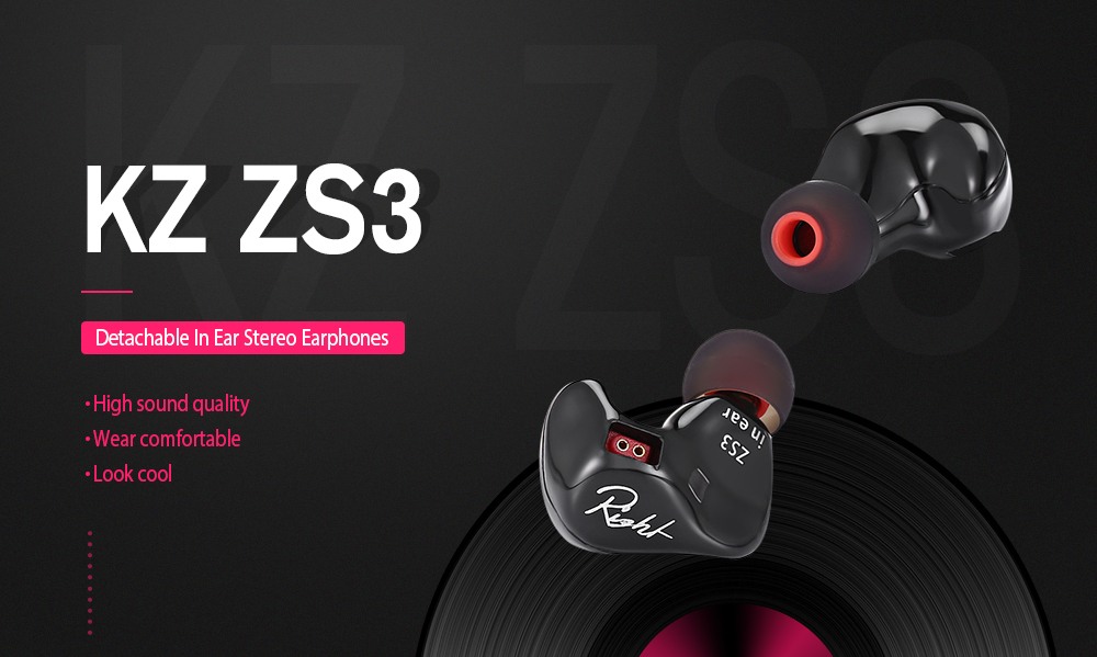 KZ ZS3 HiFi In-ear Earphones with Mic Detachable Earbud