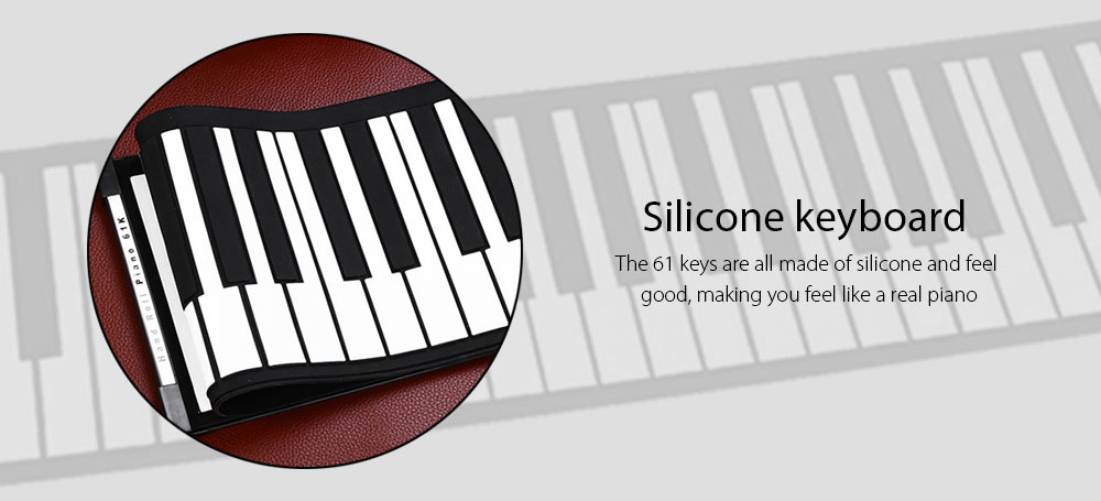 Flexible 61 Keys Silicone MIDI Digital Roll-up Keyboard Piano