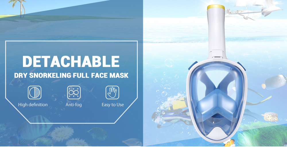 Diving Training Anti-fog Detachable Dry Snorkeling Full Face Mask Set for Sports Camera