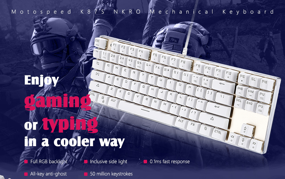 Motospeed K87S NKRO Mechanical Keyboard with RGB Backlight