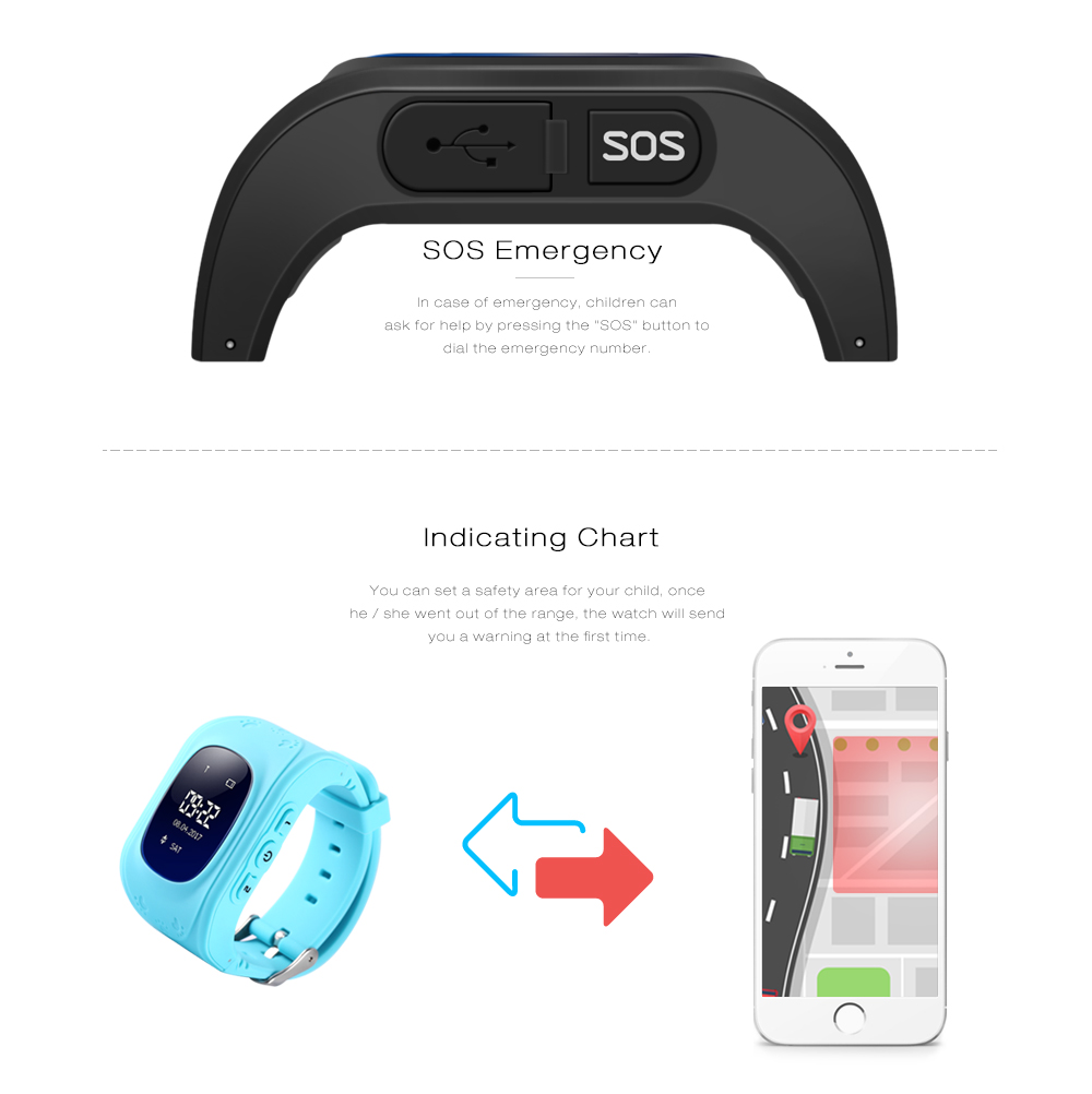 Q50 Children OLED Display GPS SOS Smart Watch Telephone