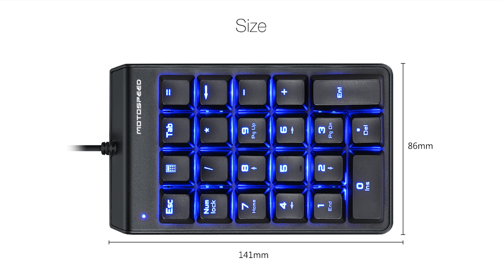 MOTOSPEED K22 Mechanical Numeric Keypad Wired Backlight Keyboard 22 Keys Mini Numpad Extended Layout 