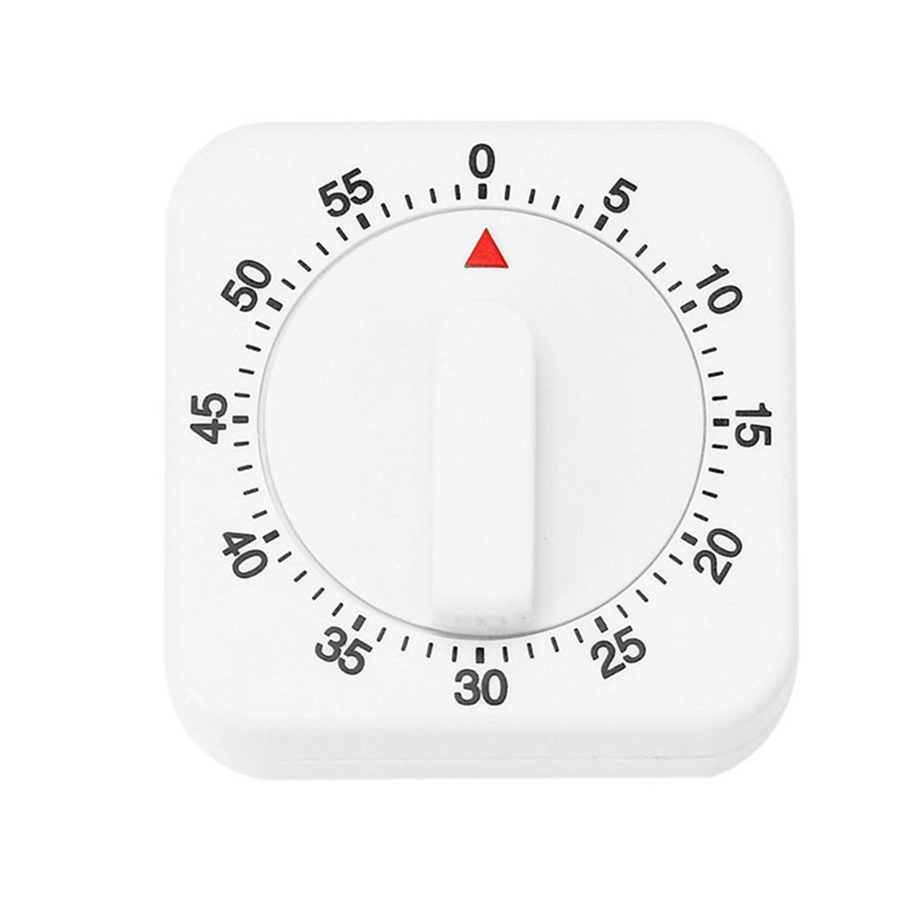 60 Minutes Timer Count Down Alarm Reminder White Square Mechanical Timer for Kitchen