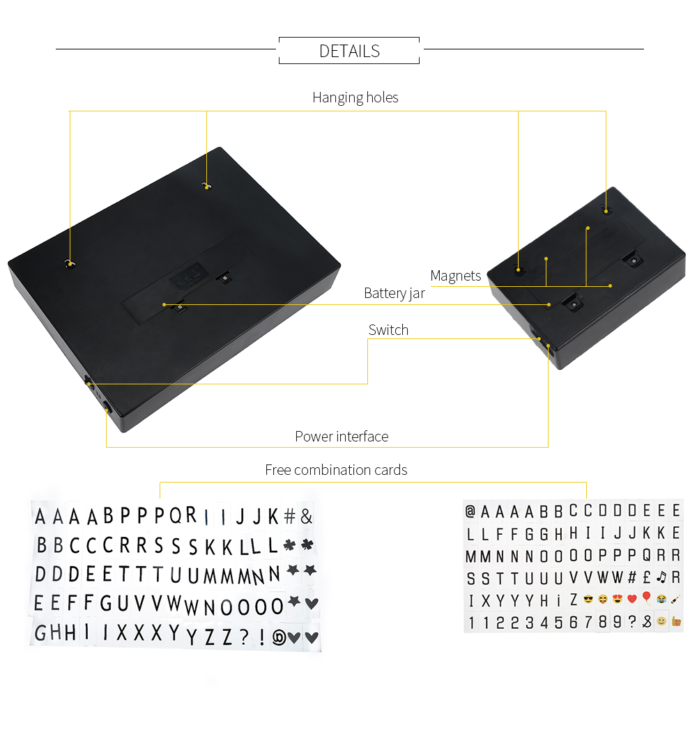 DIY LED Combination Light Box with Letter Cards