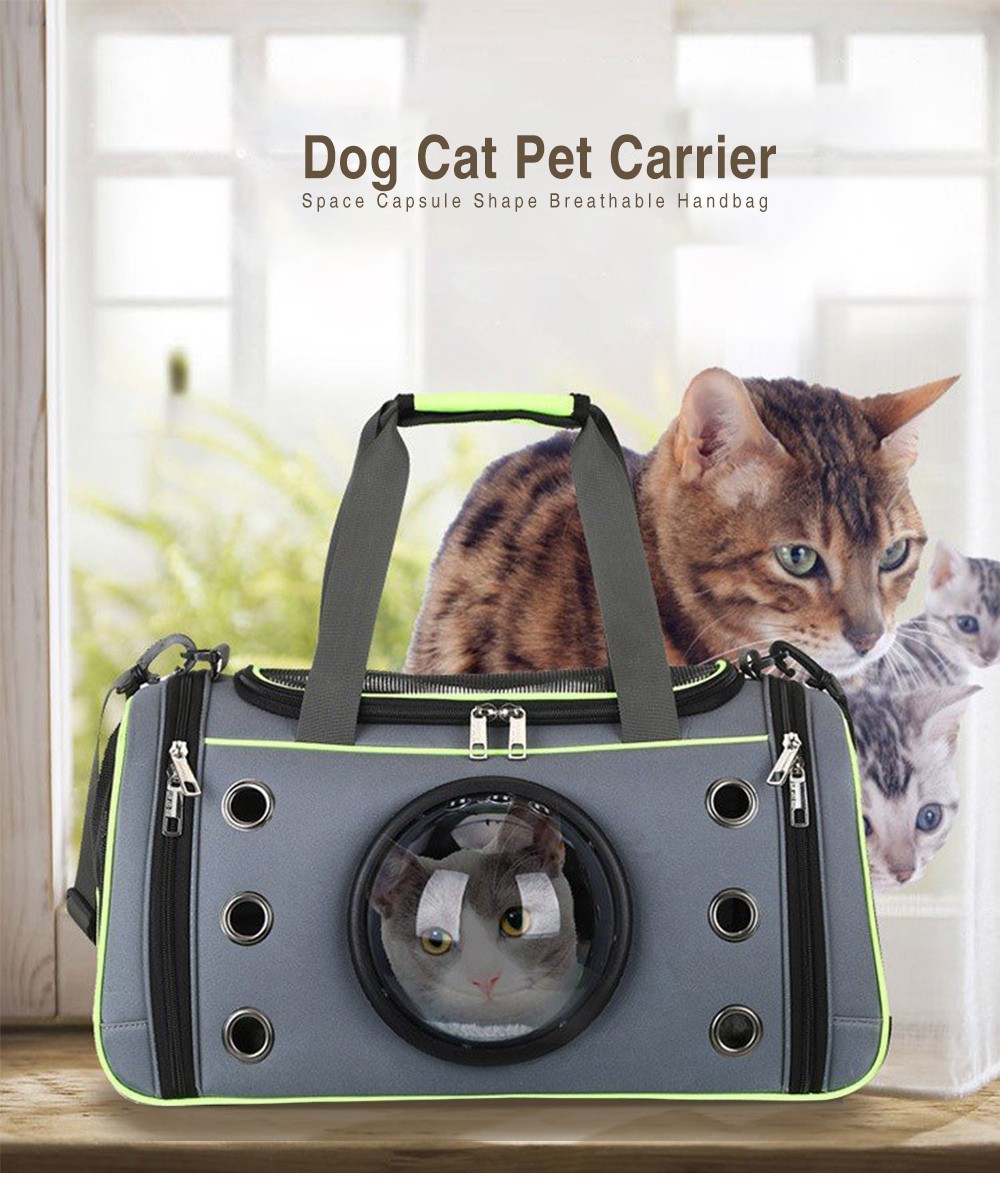 Dog Cat Carrier Space Capsule Shape Breathable Handbag