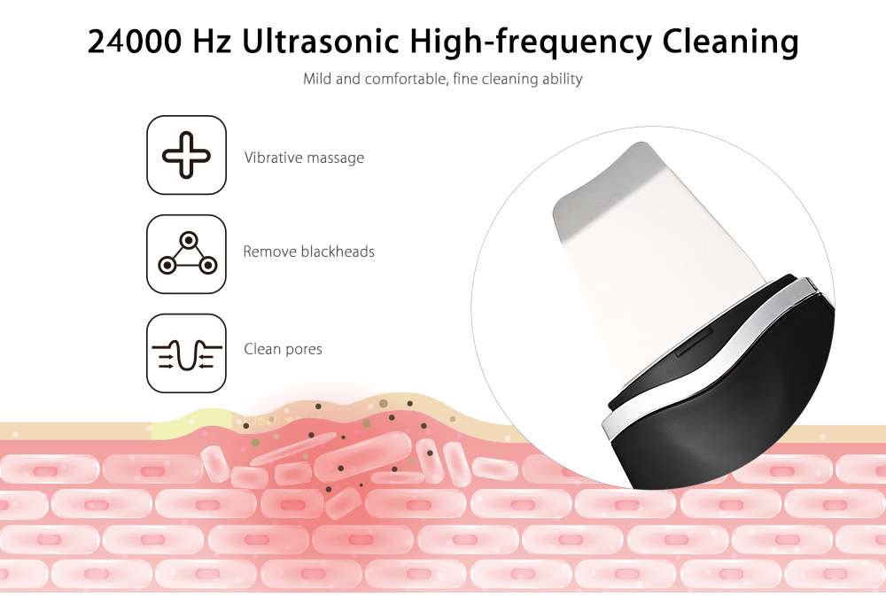 Ultrasonic Rechargeable Face Skin Scrubber Facial Cleaning Blackhead Removal Cleaner 