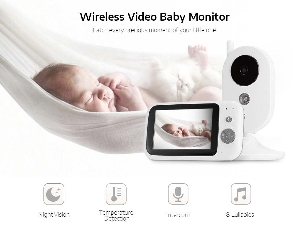 Wireless Video Baby Monitor Digital Sleep Monitoring Night Vision Temperature Sensor