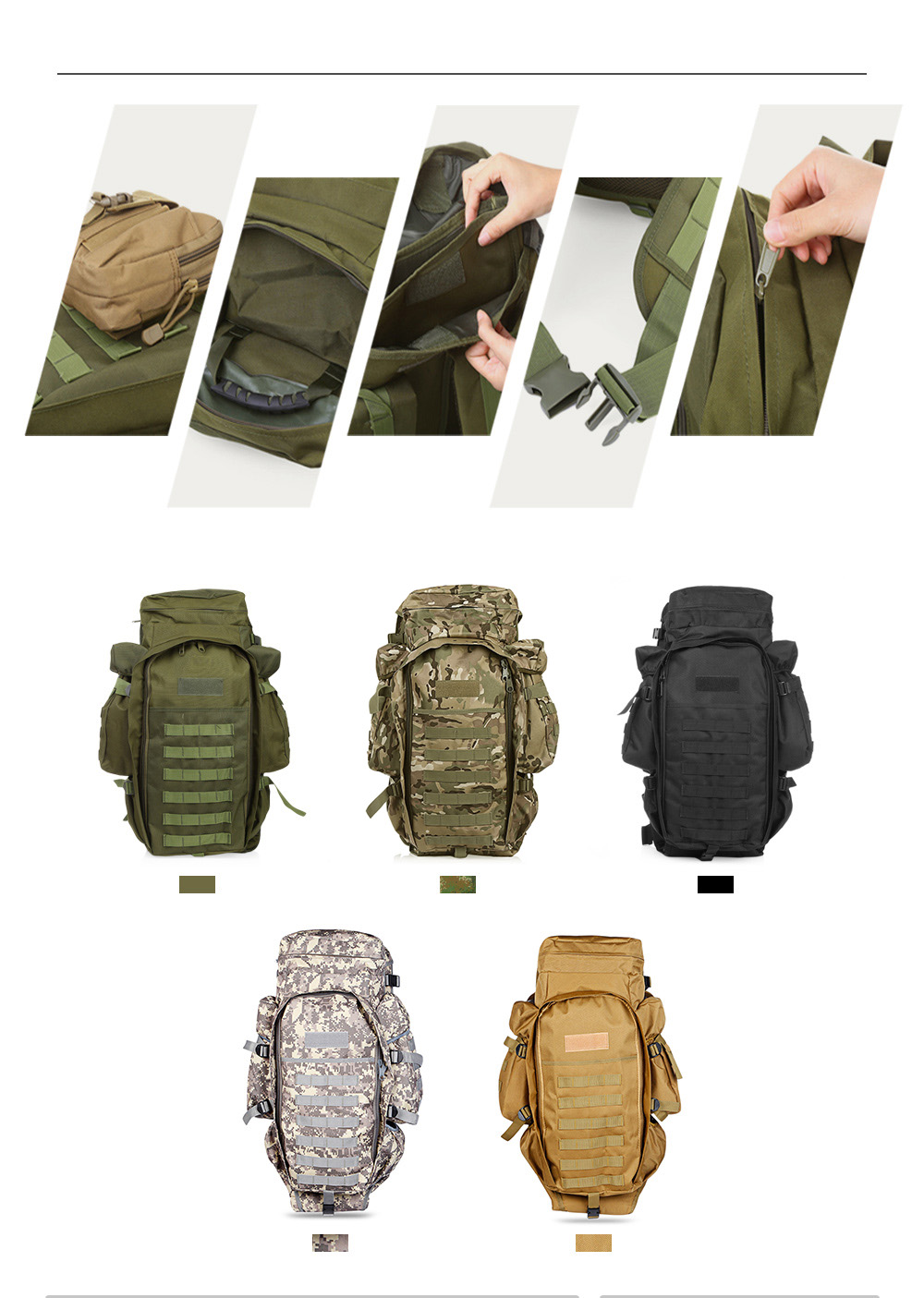 Outlife 60L Outdoor Military Backpack Pack Rucksack for Hunting Shooting Camping Trekking Hiking Traveling