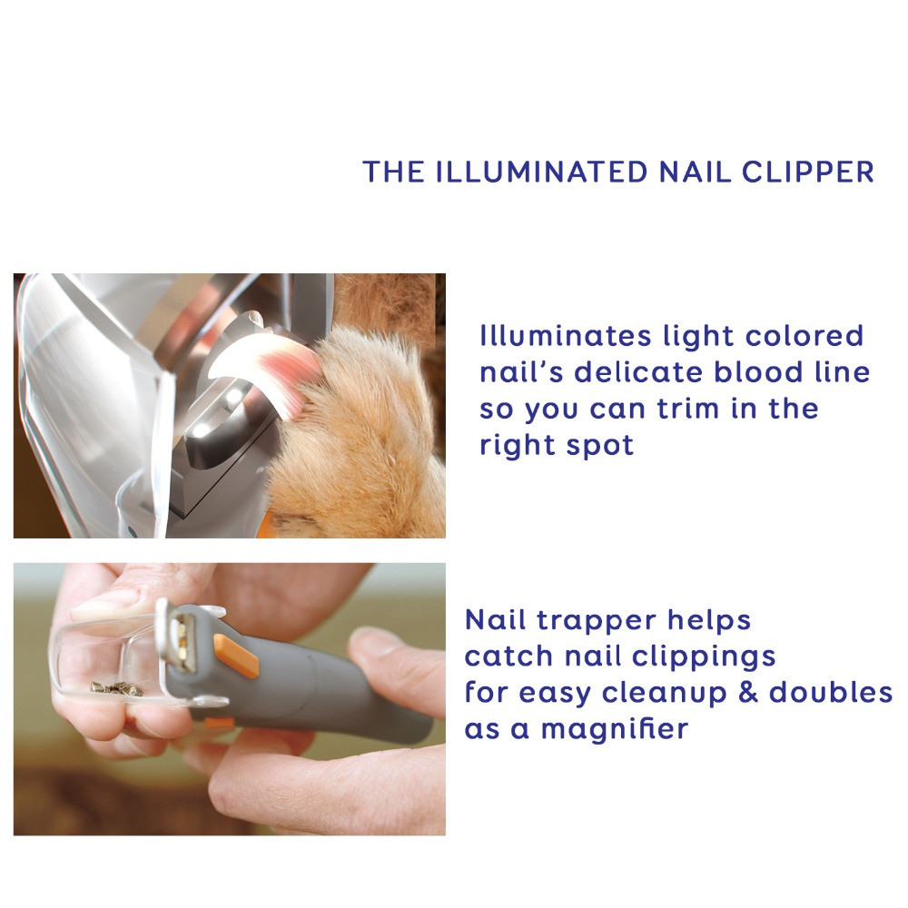 Illuminated Pet Nail Trimmer Peti Care Clippers Grinders for Cat Dog