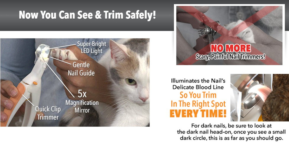 Illuminated Pet Nail Trimmer Peti Care Clippers Grinders for Cat Dog