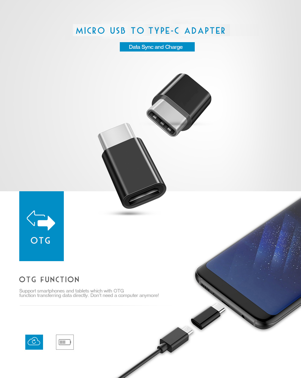 Micro USB to Type-C Adapter 3pcs 