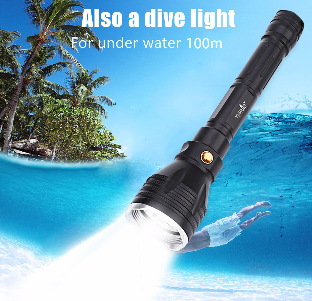 Yupard 1200LM 10W L2 Diving Flashlight Underwater 100M Depth Torch Lamp