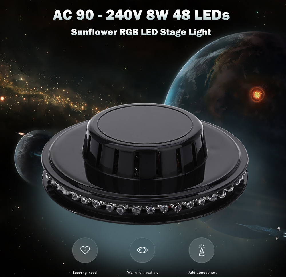 AC 90 - 240V 8W 48 LEDs Sunflower RGB LED Stage Light Wall Mount Rotating Lamp