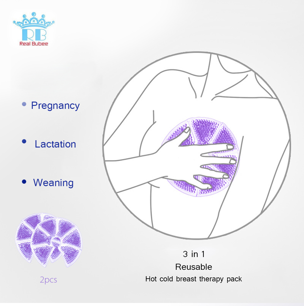 RealBubee 2pcs Mummy 3 in 1 BPA Free Pregnancy Lactation Ablactation Hot Cold Breast Therapy Pack