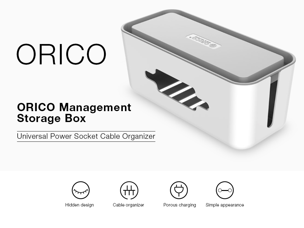 ORICO Universal Management Power Socket Storage Box Case Cable Organizer with Brackets