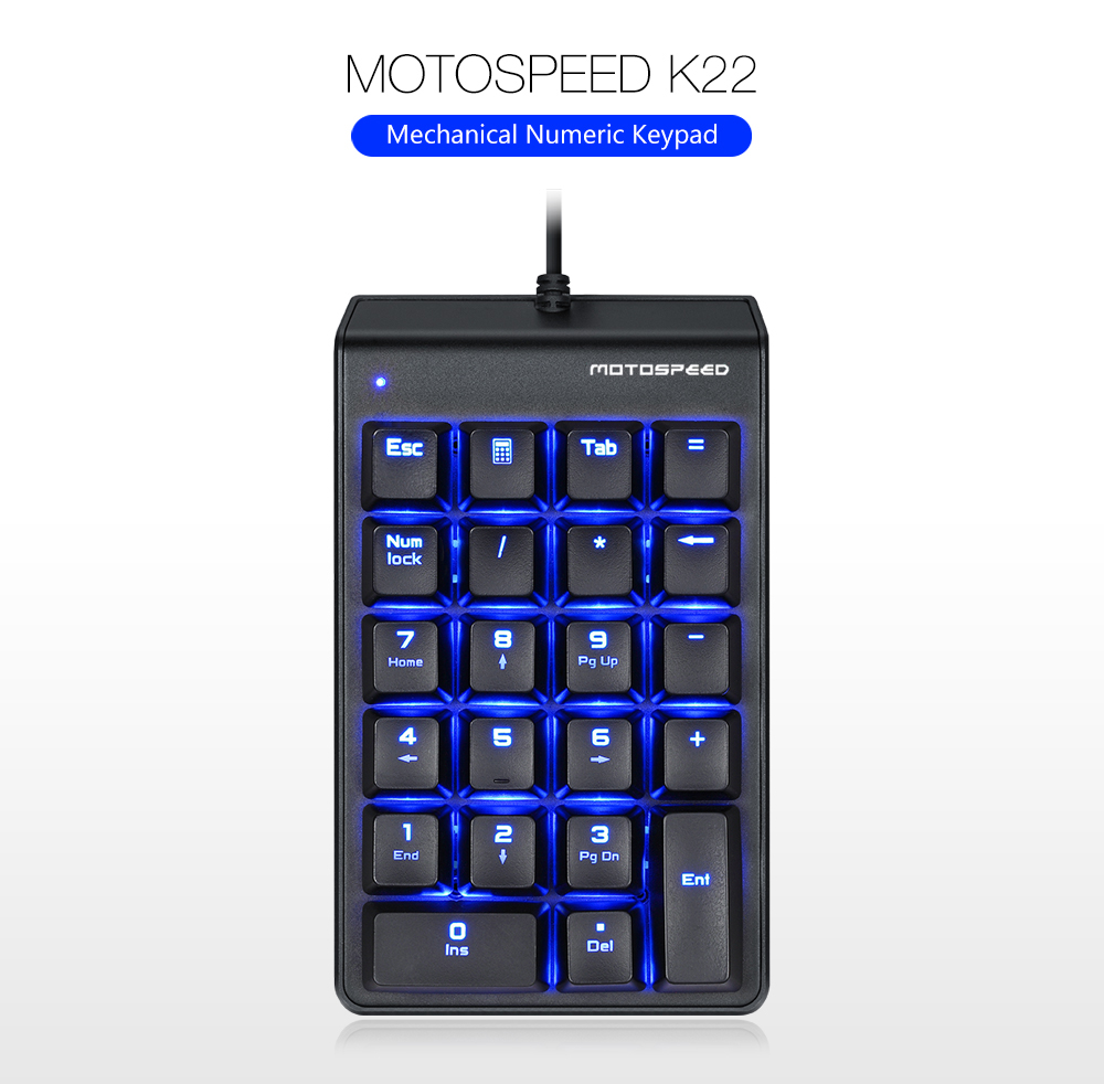 MOTOSPEED K22 Mechanical Numeric Keypad Wired Backlight Keyboard 22 Keys Mini Numpad Extended Layout 