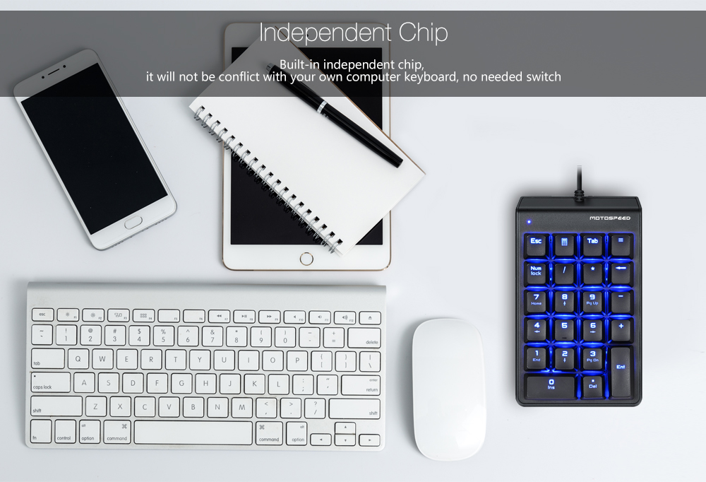 MOTOSPEED K22 Mechanical Numeric Keypad Wired Backlight Keyboard 22 Keys Mini Numpad Extended Layout 