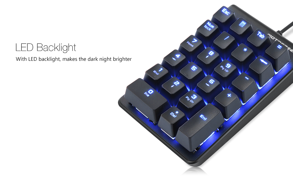 MOTOSPEED K22 Mechanical Numeric Keypad Wired Backlight Keyboard 22 Keys Mini Numpad Extended Layout 