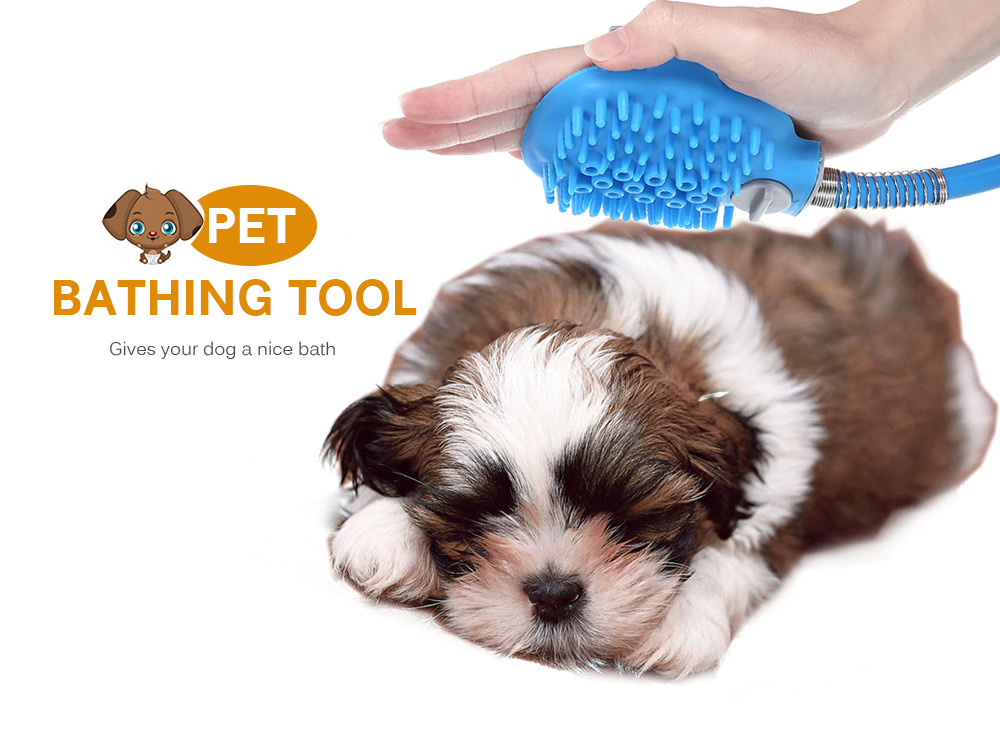 Pet Bathing Tool Combination of Shower Sprayer and Scrubber for Indoor Outdoor Use