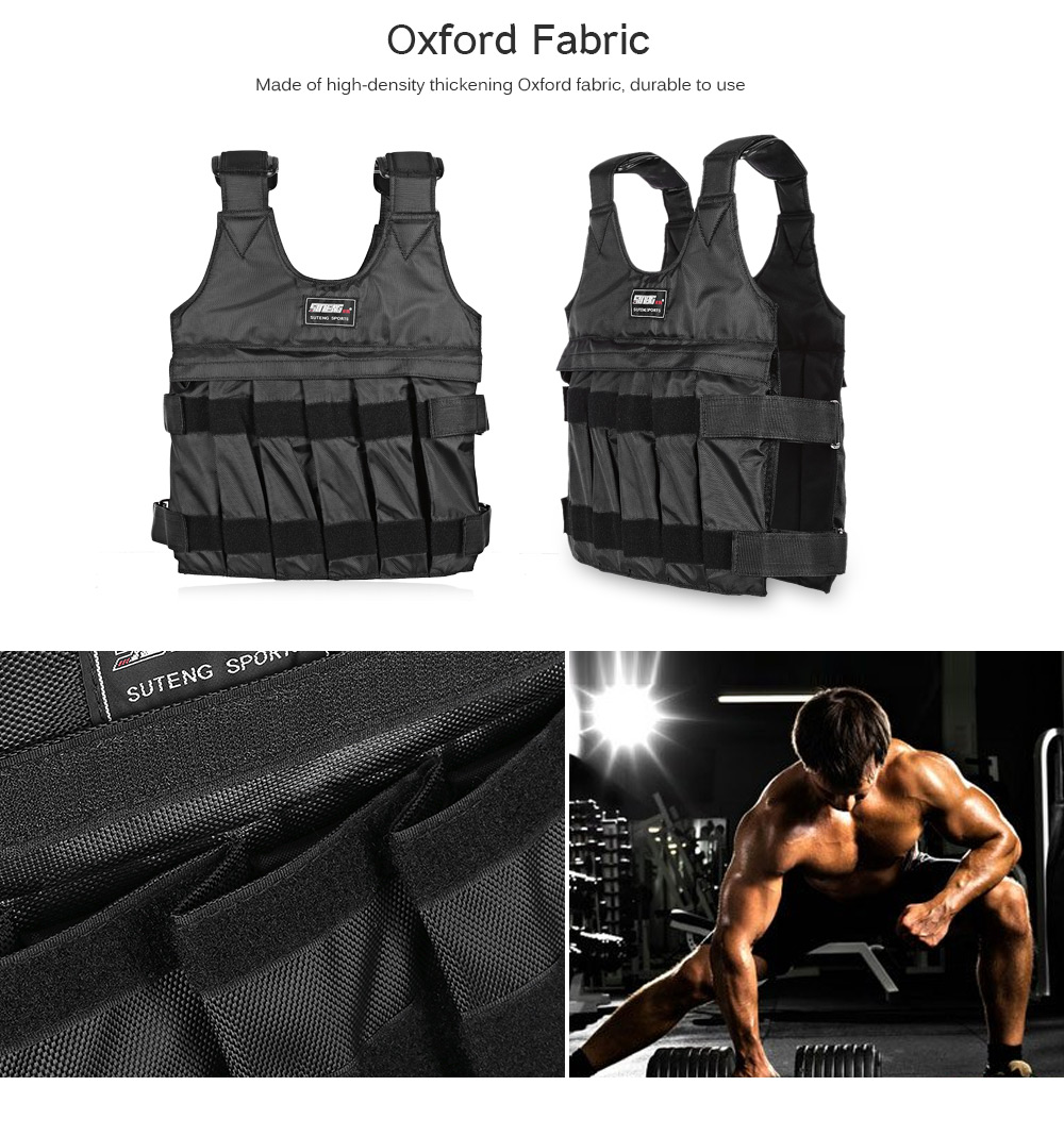 SUTENG 50kg Max Loading Weighted Vest Adjustable Jacket Exercise Boxing Training Waistcoat