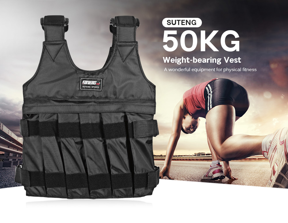 SUTENG 50kg Max Loading Weighted Vest Adjustable Jacket Exercise Boxing Training Waistcoat