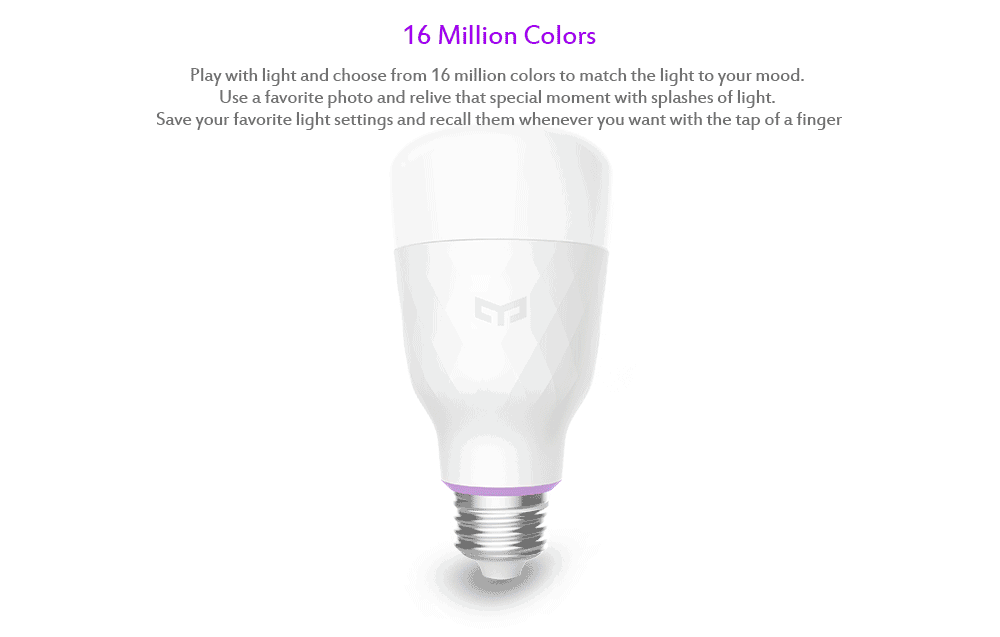 YEELIGHT 10W RGB E27 Wireless WiFi Control Smart Light Bulb 