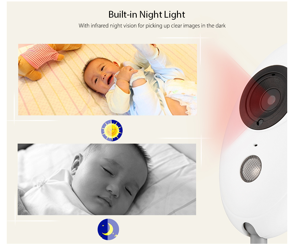 XF808 Wireless Digital Video Baby Monitor Night Vision Temperature Sensor
