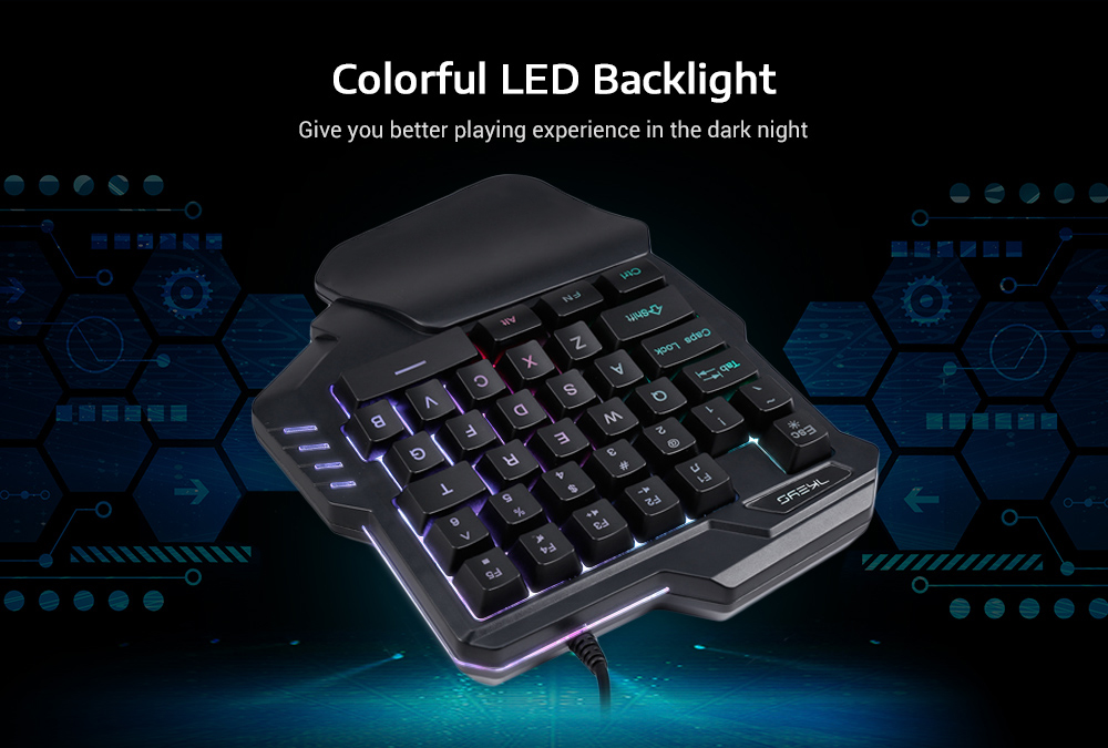 G30 Wired Gaming Keypad with LED Backlight 35 Keys One-handed Membrane Keyboard 